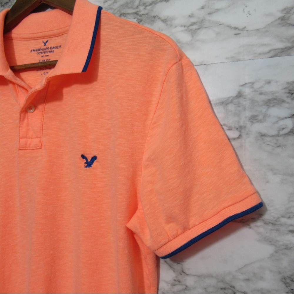 American Eagle Bright Orange Polo Shirt Size Large - Picture 3 of 12